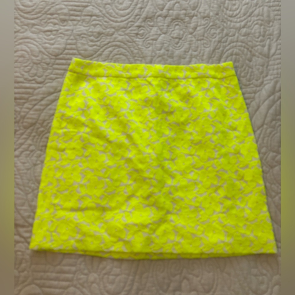 J Crew Yellow Floral Print Skirt